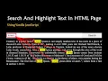 Search And Highlight Text In HTML Page Using JavaScript JavaScript Project