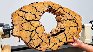 Woodturning: Cracked Hollow Log + Turquoise epoxy = Incredible Masterpiece