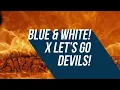 Blue X and white X Lets go devils