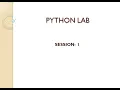 Python lab - session 1