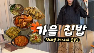 [일상 브이로그] 폭주하는 가을 집밥🍂, 절패없 레시피 재점검, 내돈내산 영양제 추천,  스텐팬 행방?/굴전, 굴국, 스끼야끼, 닭볶음탕, 고추장찌개, 가지멘보샤