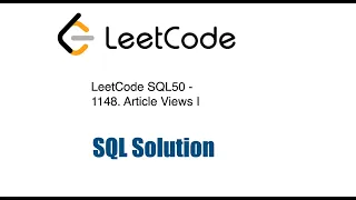 LeetCode SQL50 - 1148 Article Views I