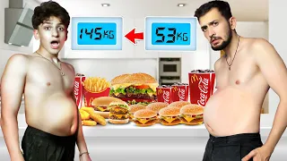 تحدي اكثر واحد يزيد وزنه بساعه يفوز ضد اخوي الصغير عبسي صرت 100 كيلو 