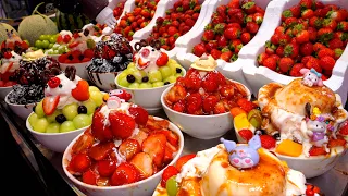 늦더위도 한방에 ! 팥 부터 수제로 ! 근본있는 과일 폭탄 팥빙수 제조 과정 | A huge pile of fruit and red beans on shaved ice