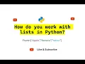 Python List Operations - Access Add Remove Items in a List Python Tutorial for Beginners