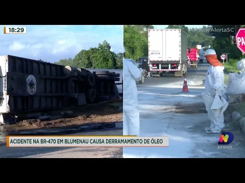 Acidente na BR-470 em Blumenau causa derramamento de óleo