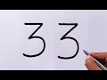 How to draw monkey drawing from number 33 Number Drawing Kuch Sikho