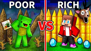 JJ and Mikey: POOR vs RICH 99 Nights In The Forest Base Battle in Minecraft - Maizen