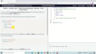 Lesson 78 - returning boolean values from function