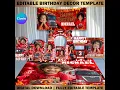 9x Custom Fire Truck Theme Birt ay Decor Canva Template Bundle Arch Entrance Floor Wrap Decor Set