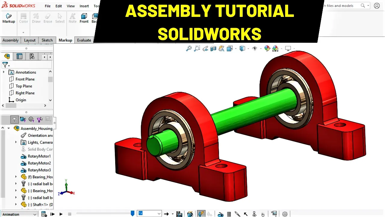 Shaft Bearing and Housing Assembly Tutorial in Solidworks