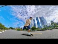 Longboarding Empire State Trail to see the Charging Bull Longboard skating in Manhattan NYC