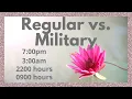 Regular Time vs Military Time Hours basic review and practice examples