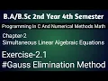Exercise 2 1 Numerical Methods Simultaneous Linear Algebraic Equations Gauss Elimination Method