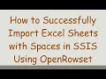 How to Successfully Import Excel Sheets with Spaces in SSIS Using OpenRowset