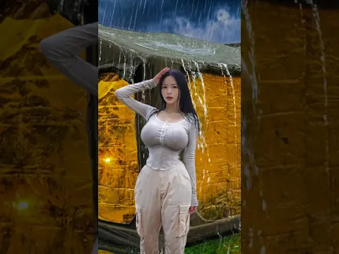 Heavy Rain Camping☔️with 2-Room Inflatable Tent⚡️
