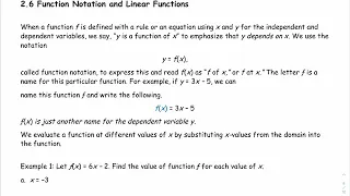 2 6 - Function Notation and Linear Functions