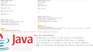 Constructors Default constructor vs parameterized constructor Constructor overloading JAVA