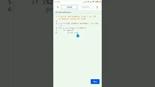 print odd numbers from 1 to 100 in python using for loop