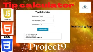 Tip Calculator App using HTML CSS JS Simple Javascript Projects for Beginners