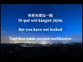 Lagu 任然-飞鸟和蝉-Ren Ran - Fei niao he chan (Lyrics) pinyin/English/Indonesia Translation