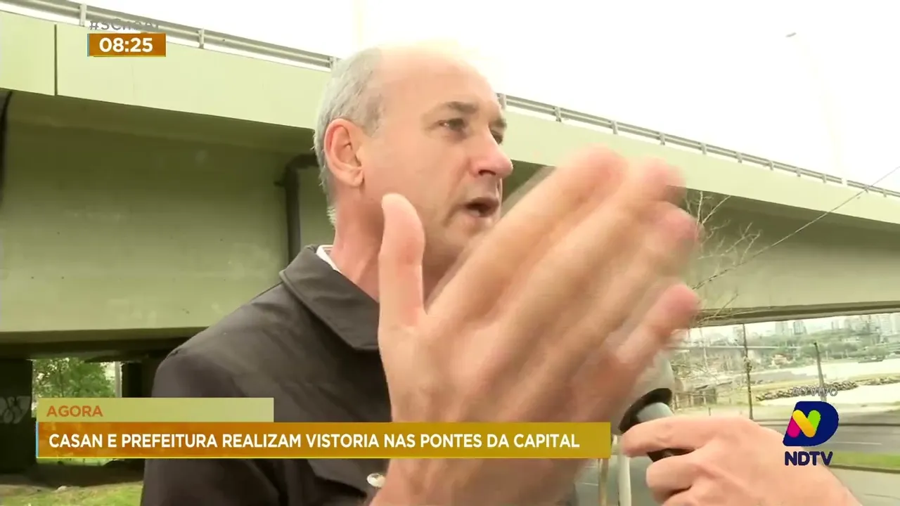 Casan e prefeitura realizam vistoria nas pontes de Florianópolis na manhã desta quinta-feira