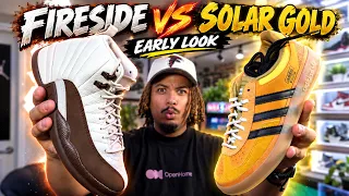 GOT EM EARLY ! Jordan 12 Fireside and Adidas Bad Bunny Gazelle "SOLAR GOLD"