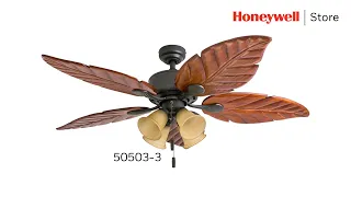 Honeywell Royal Palm Tropical Bronze LED Ceiling Fan With 4 Lights - 50503-03