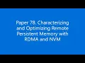 Paper Characterizing and Optimizing Remote Persistent Memory with RDMA and NVM