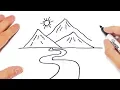 How to draw a Mountain Step by Step Landscape Drawings