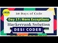 Day 17 More Exceptions Problem Solving HackerRank 30 days of code programming tutorials Solution