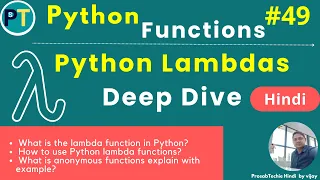 Mastering In Python Lambda Function Anonymous Lambda Function Python Tutorial - Hindi