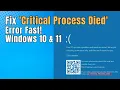 How To Fix Critical Process Died Error on Windows 10 11