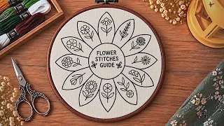 12 Embroidery Flowers in 5 Minutes 🌸 | Embroidery for Beginners | Easy Flower Embroidery