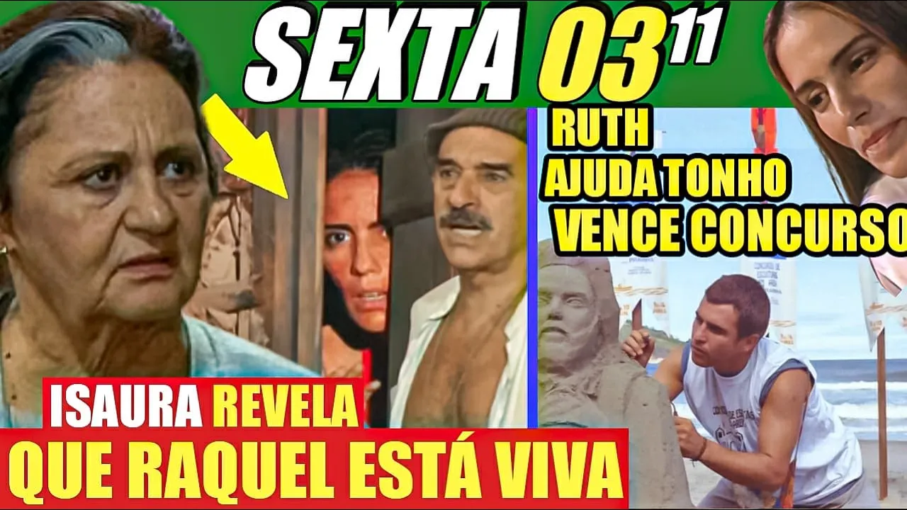 MULHERES DE AREIA Capítulo de hoje SEXTA 03/11 - Resumo da novela mulheres de areia hoje