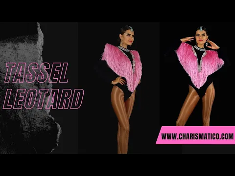 Download MP3 CHARISMATICO Gorgeous Black Long Sleeve Leotard With Fringe Vest and Crystallized Accents