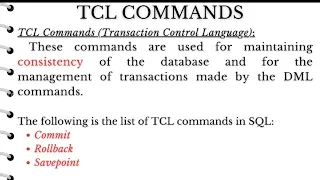 TCL Commands Commit Rollback Savepoint Transaction Control Language SQL Commands DBMS