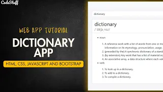 How to make a Dictionary App with HTML CSS Bootstrap and JavaScript Web Tutorial