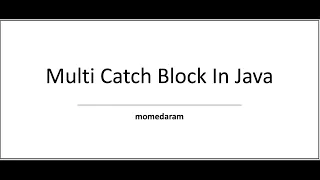 multi catch block in java