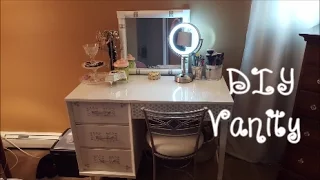 DIY Makeup Vanity with a thrifted desk