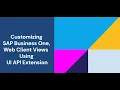 SAP Business One Web Client Extensibility - UI API Extensions