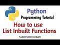 How to use List Inbuilt Function in Python - Python Tutorial by Mahesh Huddar