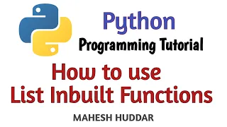 How to use List Inbuilt Function in Python - Python Tutorial by Mahesh Huddar
