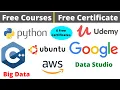 Udemy Free Certificate Courses Python C Big Data Google Data Studio AWS Online Classes