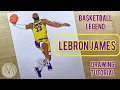 How to draw Lebron James NBA all-time scoring leader Drawing basketball player