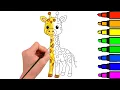 Animal Coloring Pages for Kids Cute Giraffe Learn Colors Have Fun