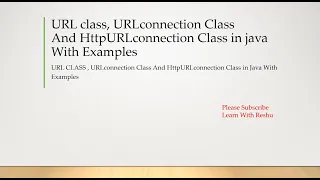 URL class URLconnection Class JarUrlConnection And HttpURLconnection Class in Java With Examples