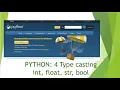 Python 4 Type casting - int float string boolean list set tuples