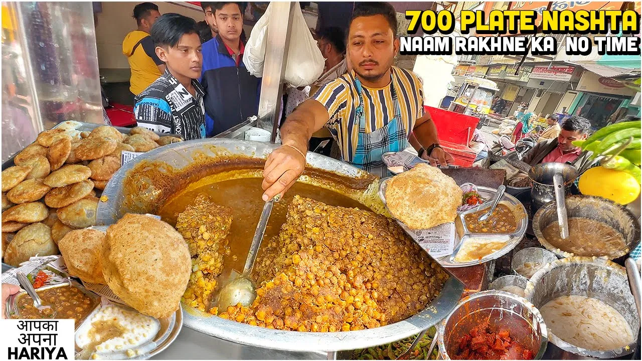 25/- Rs Level 3000 Nashta   Street Food India   Flying Chole Bhature Samose, Chana Imli Pulao