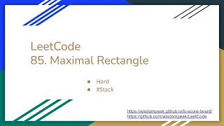LeetCode 85 Maximal Rectangle